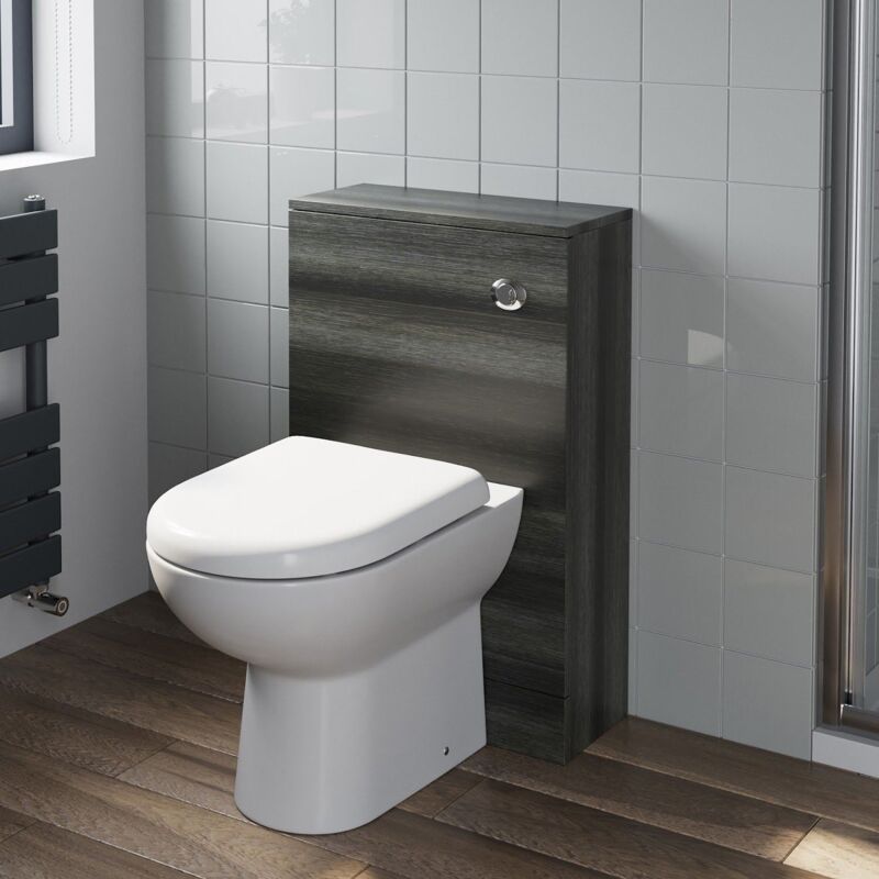 Charcoal Grey Bathroom Furniture wc Toilet Unit btw Back to Wall Soft Close Saturn Toilet Pan