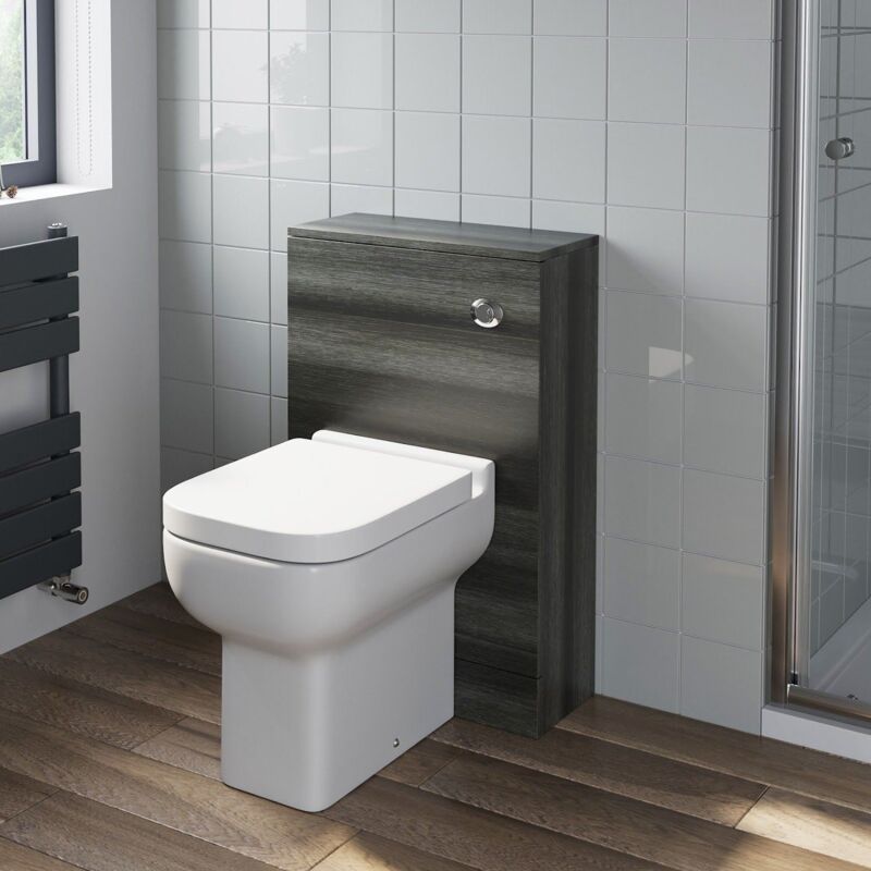 Charcoal Grey Bathroom Furniture WC Toilet Unit BTW Back to Wall Soft Close Amelie Toilet Pan