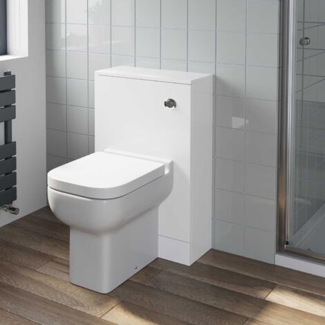 500mm Bathroom Toilet Back To Wall Furniture Unit Pan Soft Close White Modern
