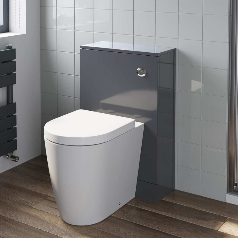 Grey Gloss Bathroom Furniture wc Toilet Unit btw Back to Wall Soft Close Bordeaux Toilet Pan