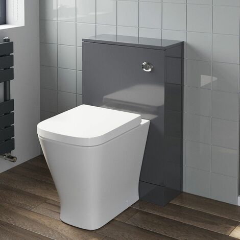 main image of "500mm Bathroom Toilet Soft Close Seat Back To Wall Cistern Furniture Unit Grey"