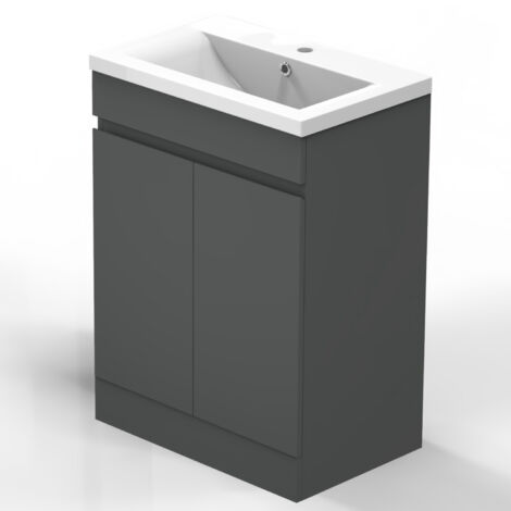 500mm Grey Bathroom Vanity Unit with Basin Sink Storage