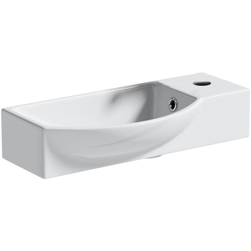Fnx Bathrooms - 500mm Wall Hung Curved Basin 1 Tap Hole - White