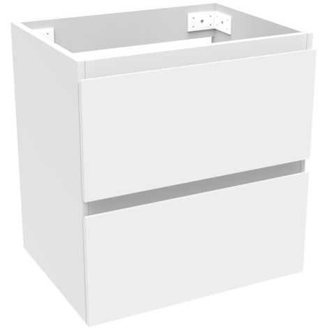 500mm Wall Mounted Bathroom Vanity Unit without Basin Matt White 2 Soft Close Drawers - Flat Pack