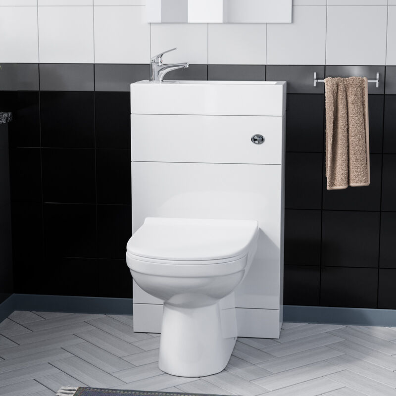 500mm White Water Closet with Basin and Back To Wall Toilet Eslo