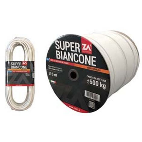 500MT CAVETTO RIVESTITO IN PVC BIANCO IN ACCIAIO ZINCATO - ø mm.5 in rotoli mt.50