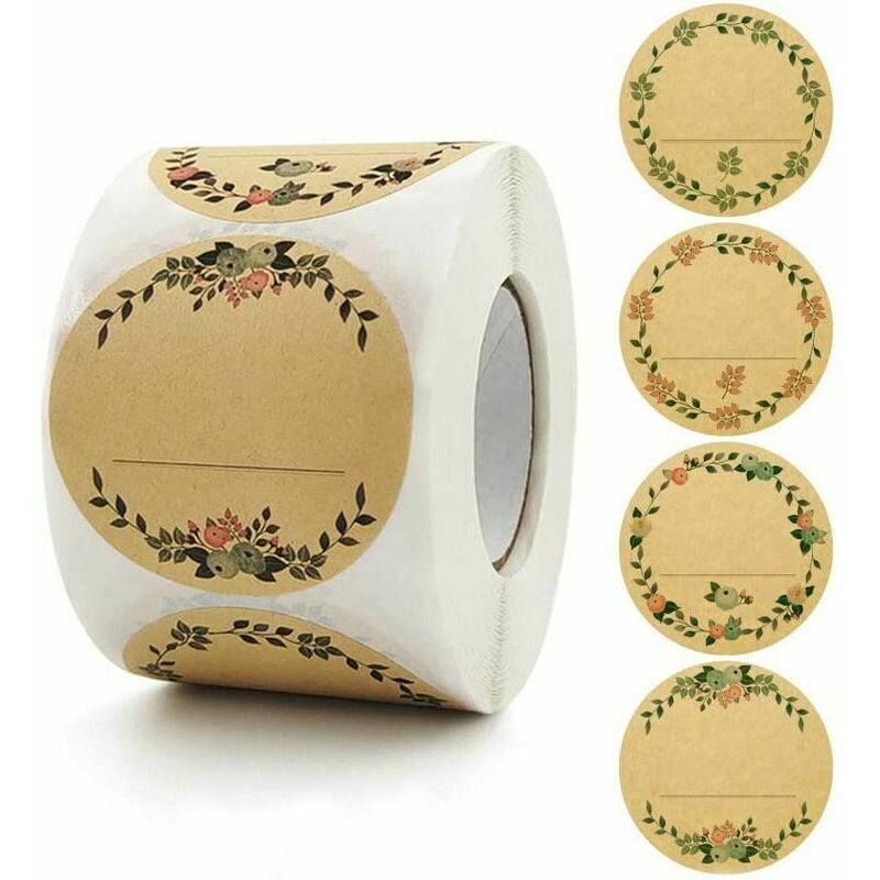 500pcs 5CM Adesivi per etichette rotonde Kraft Jam...