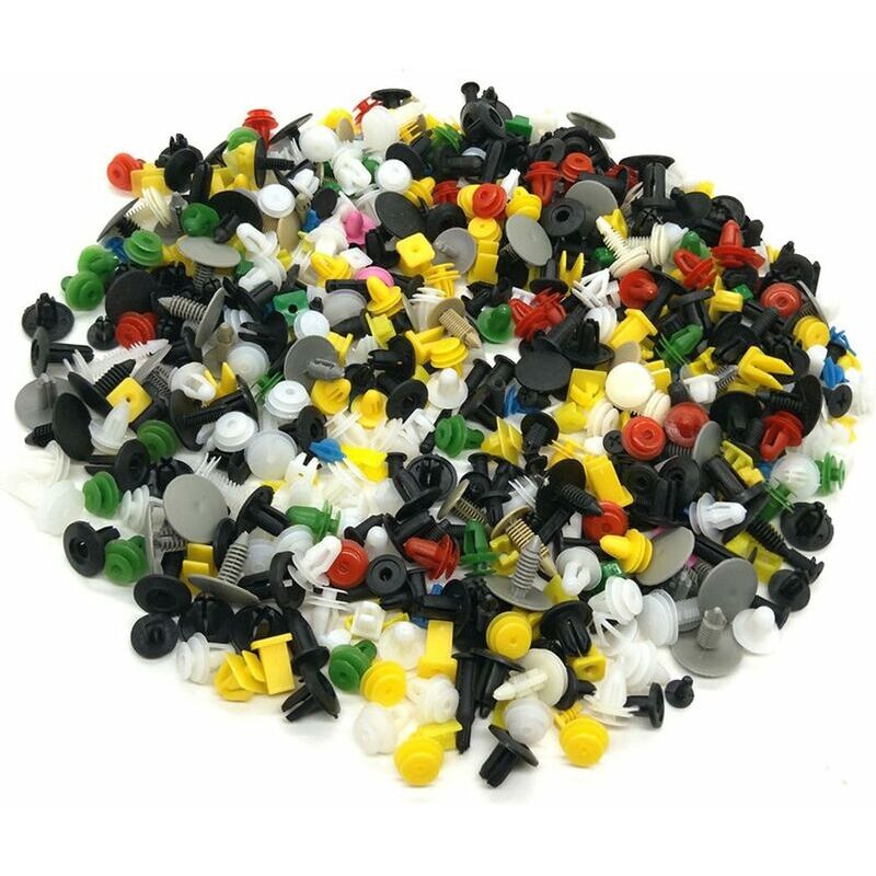 500pcs Clips Agrafe Plastique Rivets Garnissages Pare-chocs Panneaux de Portes Auto Voiture Universel