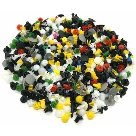 500pcs Clips Agrafe Plastique Rivets Garnissages Pare-chocs Panneaux de Portes Auto Voiture Universel
