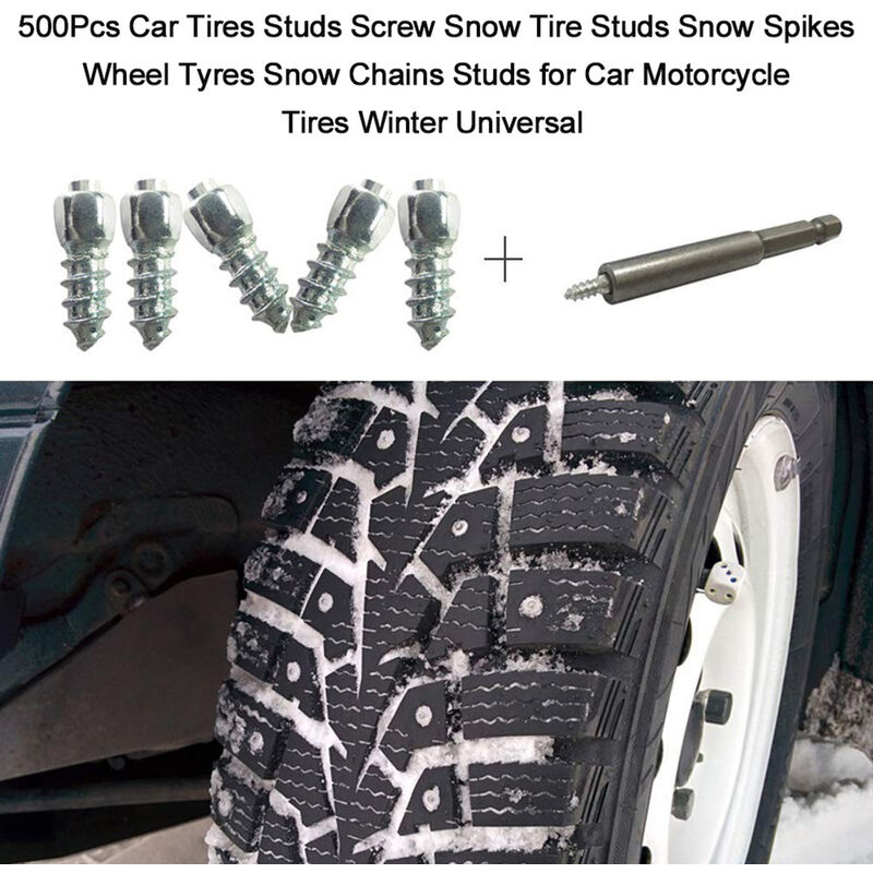 Decdeal - 500Pcs Vis pour Pneus de Voiture Crampons pour Pneus Crampons pour Neige Pointes pour Pneus Chaînes de Neige