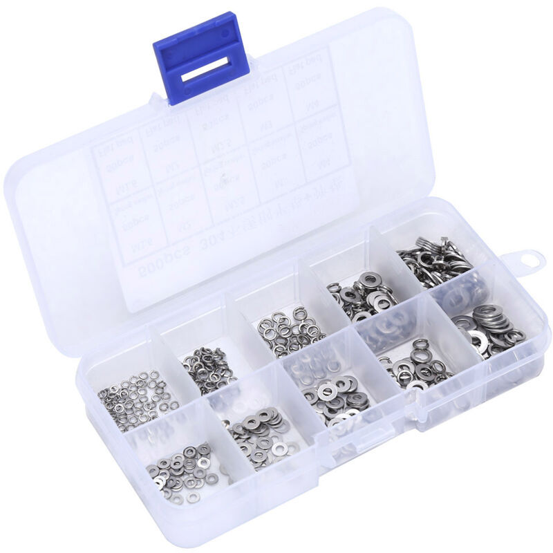 500pcs M1.6 M2 M2.5 M3 M4 Kit de rondelles plates et de joints à ressort en acier inoxydable