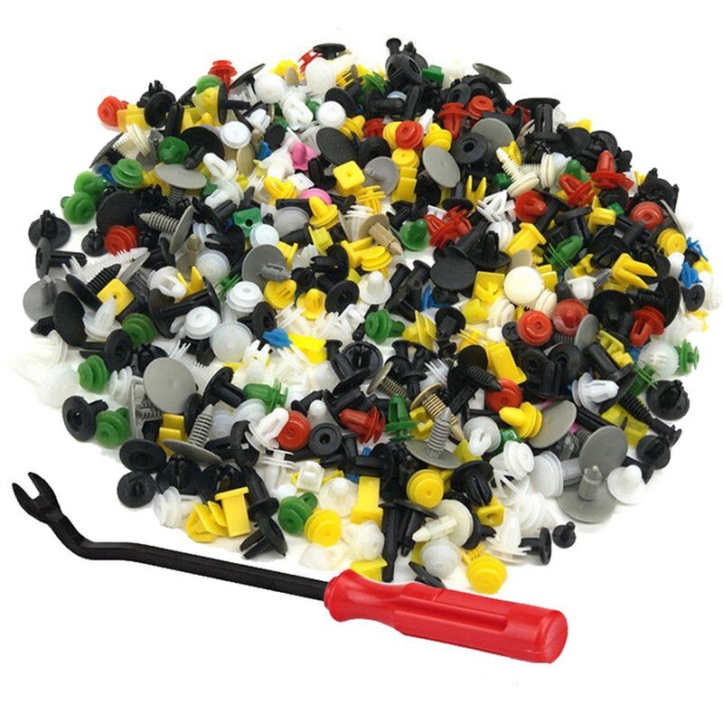500pcs Rivet Clips Plastique, Plastique Fixation Auto Universel, de Garniture Voiture avec Outil Démontage, pour Panneaux Garnitures Portes,