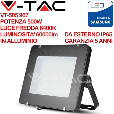 500W LED PROIETTORE SMD SAMSUNG CHIP SLIM CORPO NERO 6400K 120LM/W - Luce FREDDA
