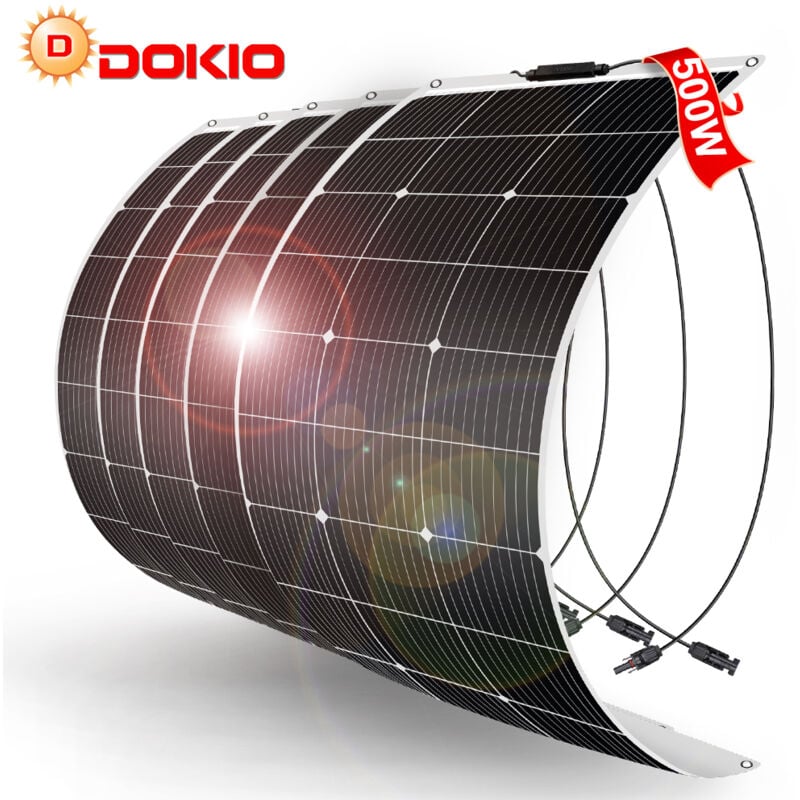 500w monocristallin Panneau solaire flexible pour Caravane/Auto/Camping - Dokio