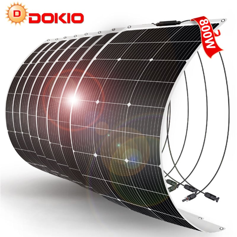800w monocristallin Panneau solaire flexible pour Caravane/Auto/Camping - Dokio