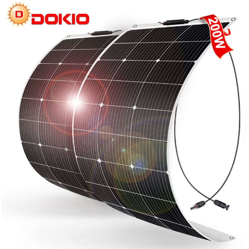 200w monocristallin Panneau solaire flexible pour Caravane/Auto/Camping - Dokio