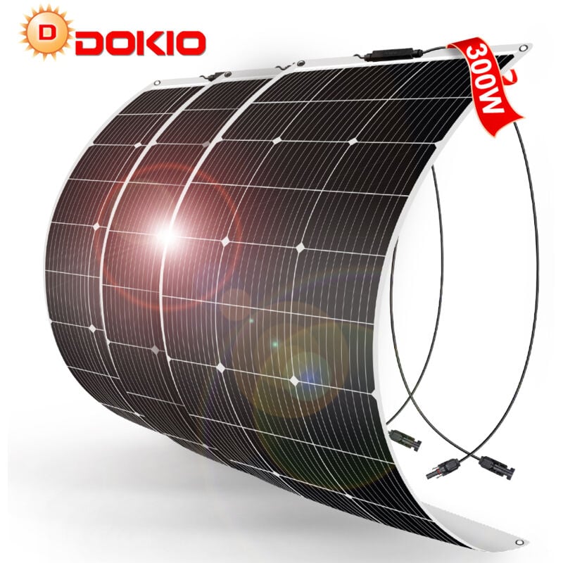 300w monocristallin Panneau solaire flexible pour Caravane/Auto/Camping - Dokio
