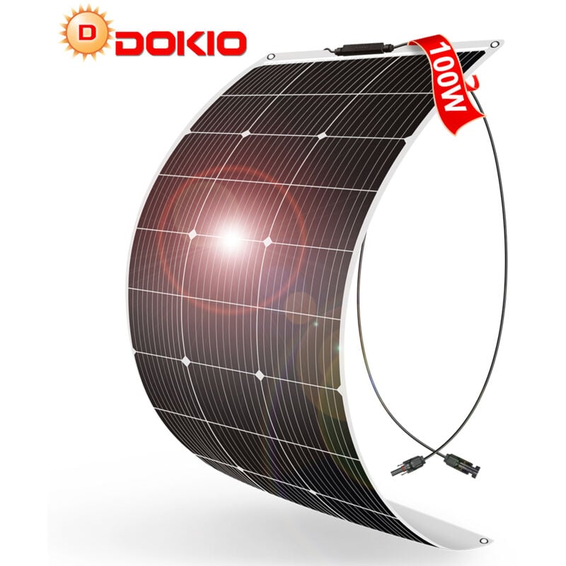 100w monocristallin 12v Panneau solaire flexible pour Caravane/Auto/Camping - Dokio