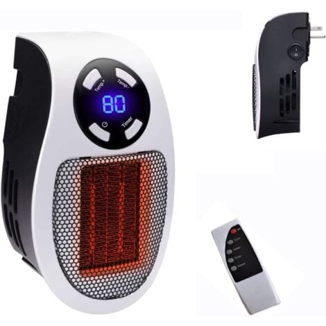 500W Space Heater, Wall Socket Electric Space Heater As Seen on TV with Adjustable Thermostat and Timer and LED Display, Compact for Office Dormitory.