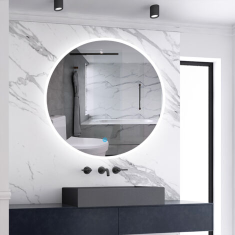 500x500mm Round LED Bathroom Mirror with 3 Colors,Adjustable Brightness,Anti-fog,Memory Function