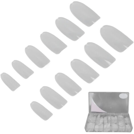 504pcs Ongles Artificiels Extra Longs Transparents Gel Forme Ovale Fin Recouvrement Complet