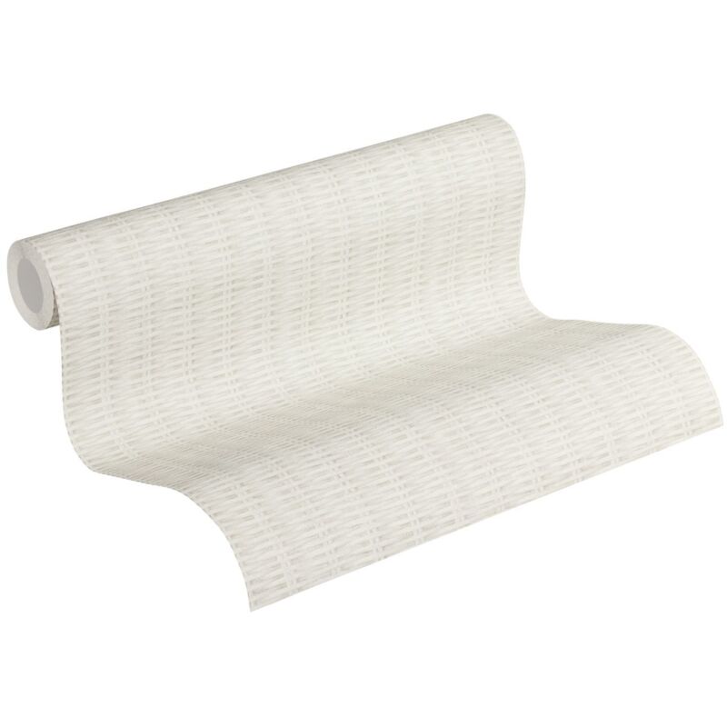 Papier peint - Effet tressé Ecru 10mx 0.53 m