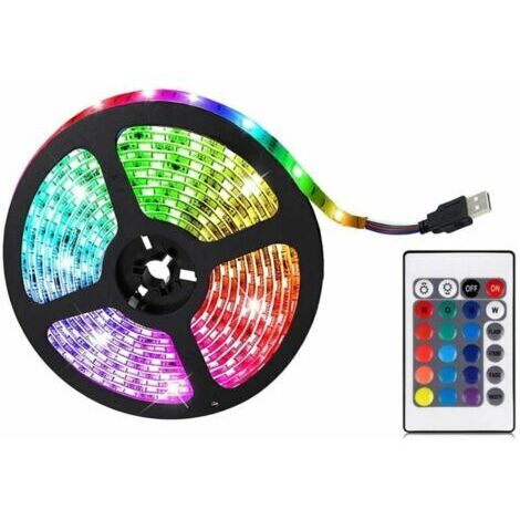 5050RGB 30lumière/mètre époxy étanche IP65 ensemble de bandes lumineuses colorées (0,5 m 5050 bande lumineuse batterie boîte télécommande modèle 24 touches)