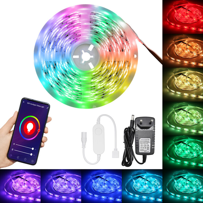 

5050RGB, 5 Metros 150 Luces Set, luces de tira impermeable de epoxy IP65, Wifi Controlador