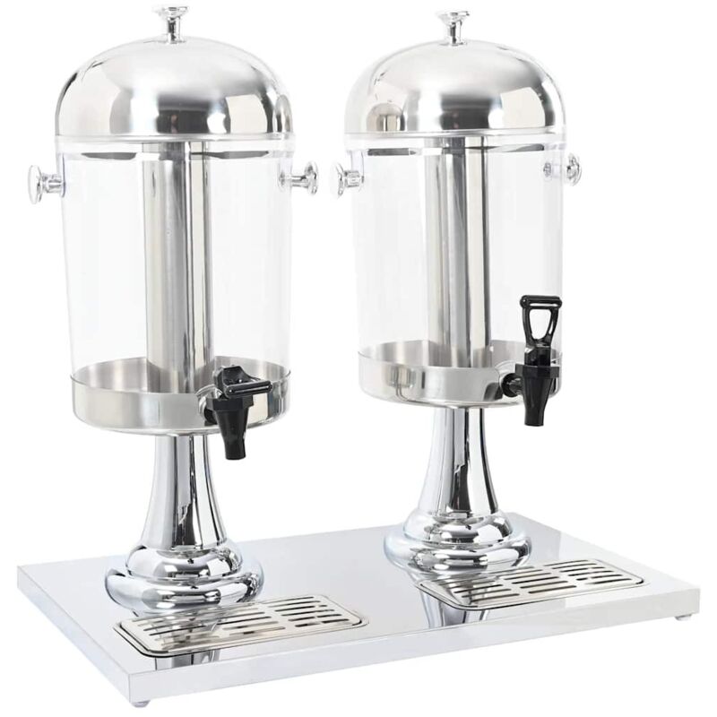 vidaXL Double Juice Dispenser Stainless Steel 2 X 8 L, Silver