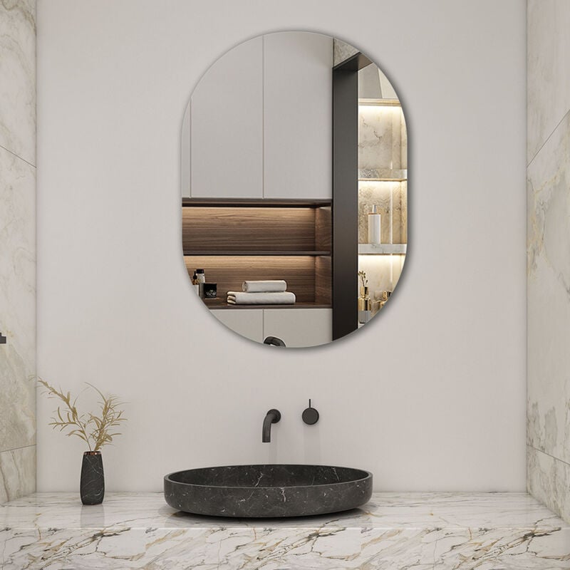 Miroir de salle de bain ovale sans cadre 60x90 cm - Biubiubath