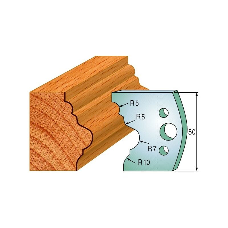 Luxoutils - 508: Jeu de fers moulure baguette (50x4mm) porte outils toupie