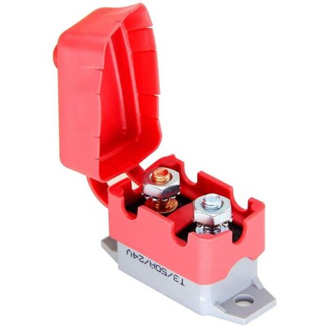 50A disjoncteurs à réinitialisation automatique 12V / 24V DC disjoncteurs d'arrêt de court avec couvercle et vis pour voiture marine camion RV Buse tondeuse moto bateau chargeur de batterie