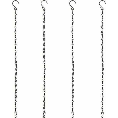 50cm Catena Sospesa, Catena Sospesa in Metallo Cestino per Piante Vaso da Fiori, Porta Piante per Interni o Esterni Appendiabiti per Piante Decorazione da Giardino, Nero 4 Pezzi