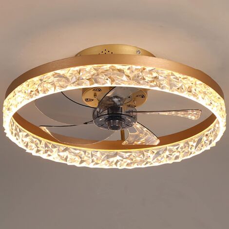 50cm Ceiling Fan with Light, Dimmable LED, 6-Speed Timer, with Remote Control, Gold