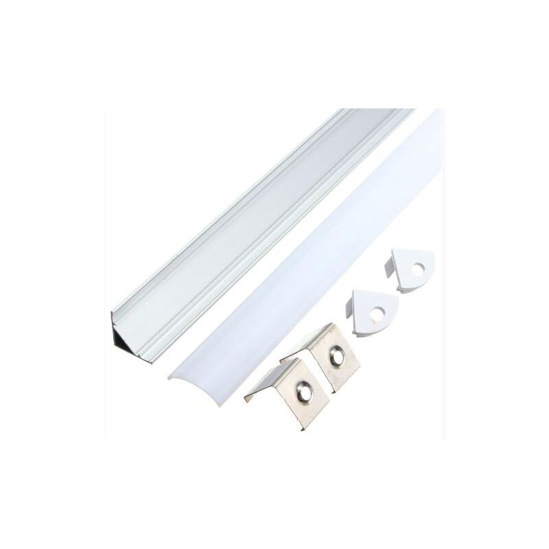 

50CM Perfil de aluminio pequeño para tira de LED + cubierta rígida V LAVENTE