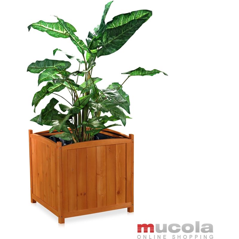 Mucola - 50cm pot de fleurs carré planter auge jardinière boite bois marron