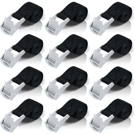 50cm Sangle D'arrimage, 12pcs Sangle À Cliquet Avec Boucle De Serrage En Alliage De Zinc Pour Fixation Moto/Voiture/Porte Vélo/Bagage/Déménagement Puissance De Traction