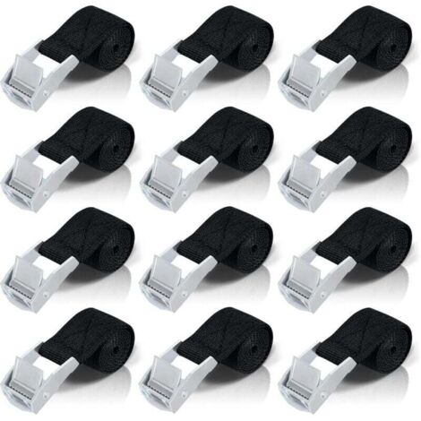 50cm Sangle D'arrimage, 12pcs Sangle À Cliquet Avec Boucle De Serrage En Alliage De Zinc Pour Fixation Moto/Voiture/Porte Vélo/Bagage/Déménagement Puissance De Traction
