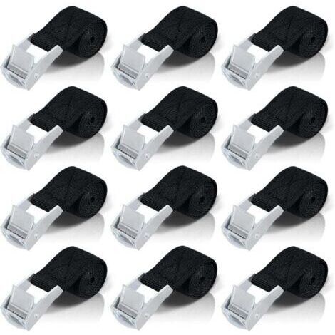 50cm Sangle D'arrimage, 12pcs Sangle À Cliquet Avec Boucle De Serrage En Alliage De Zinc Pour Fixation Moto/Voiture/Porte Vélo/Bagage/Déménagement Puissance De Traction