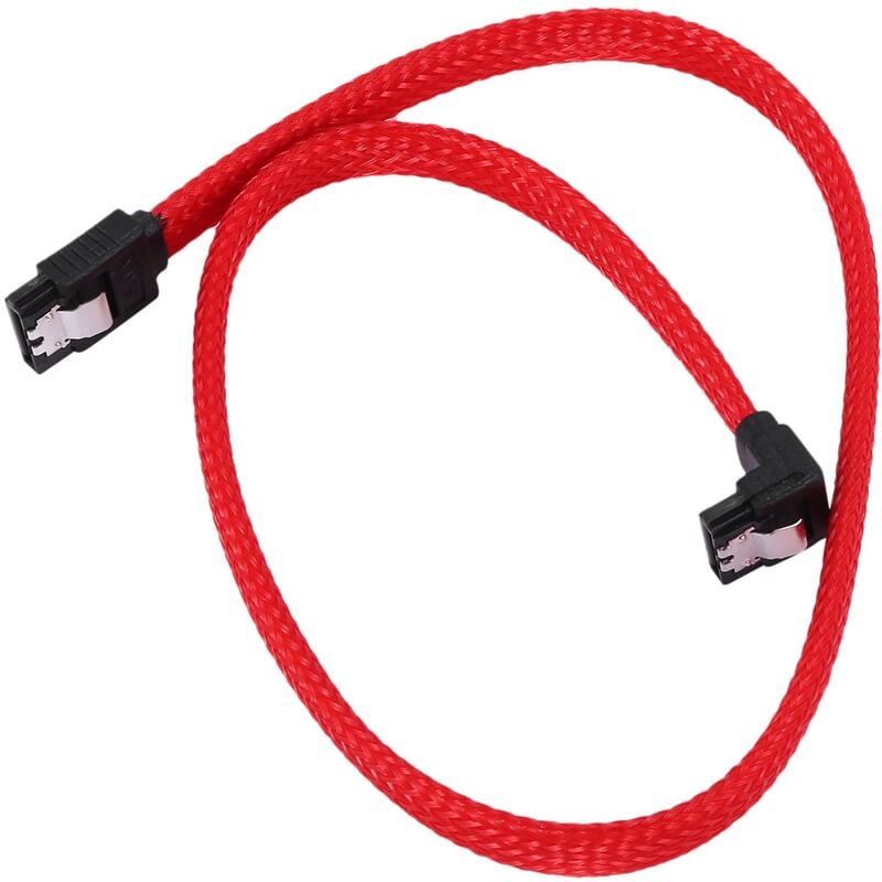50CM sata 3.0 iii SATA3 Cable de donnees a 7 broches ssd a angle droit 6Gb / s Cordon de donnees pour disque dur avec gaine en nylon (Rouge)