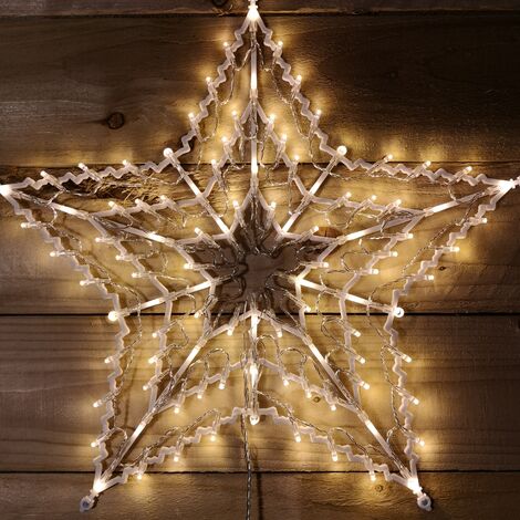 50cm Warm White 100 LED Window Star Light Up Indoor/Outdoor Christmas Decorations