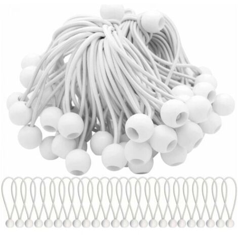 50er-Pack Bungee-Seile mit Kugeln, elastische Seile, elastische Bälle für Markisen, Zelte, Banner und Planen, 15 cm, FLITI