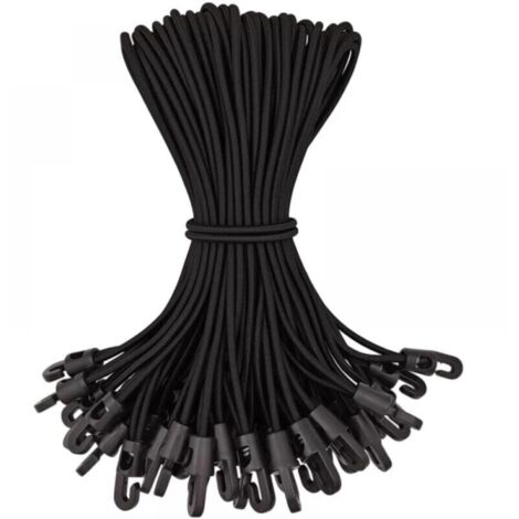 50er-Pack elastische Bungee-Seile, 25 cm – Hochwertige Kunststoffhaken – Wetterfest – Für Planen und Camping