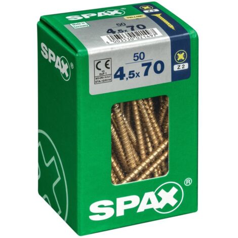 50er-Pack SPAX Pozidriv-Senkkopfschrauben aus Stahl, Durchmesser 4,5 mm x Länge 70 mm SPAX