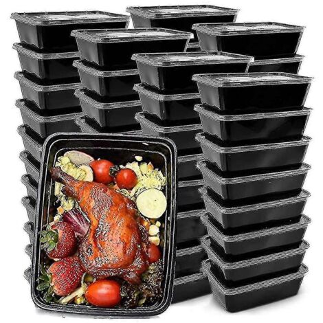 50er-Packung Lunchboxen zum Kochen, wiederverwendbare Kunststoff-Lunchboxen, Bento-Boxen, Aufbewahrung von Lebensmitteln