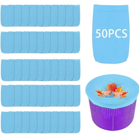 50er-Packung Poolskimmersocken, wiederverwendbares Poolzubehör, Nylonfilter, elastische Filter