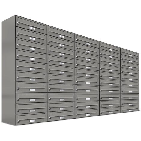 50er Premium Briefkasten Aluminiumgrau RAL Farbe 9007 für Außen Wand Postkasten