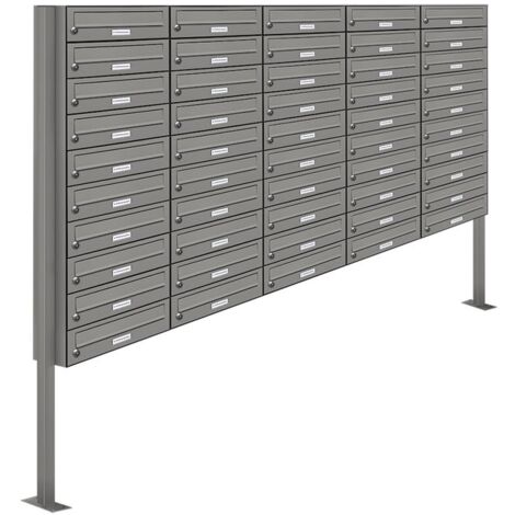 50er Premium Standbriefkasten Aluminiumgrau RAL 9007 freistehend Postkasten Ständer