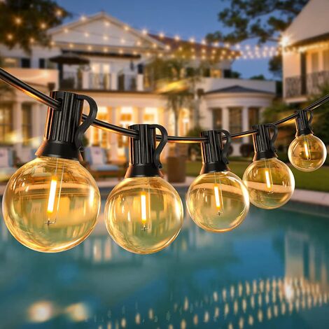 "50ft Outdoor G40 LED Globe String Lights Dimmable Waterproof Shatterproof Light Strings with 52 Bulbs Connectable Outside Hanging Lights for Patio House Backyard Balcony Party Commercial Solar powered "