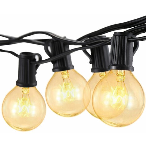 String Lights, String Lights Connectable to 25 G40 Bulbs 7.62M Waterproof  String of Lights Outdoor